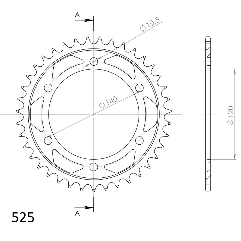 Rear sprocket SUPERSPROX black 39T, 525
