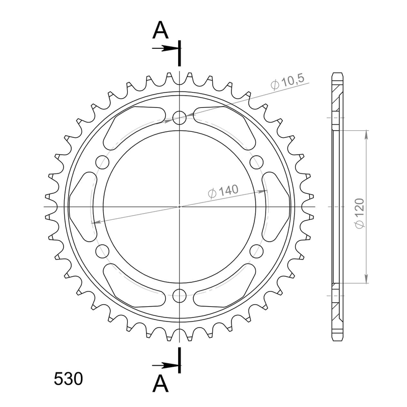 Rear sprocket SUPERSPROX black 40T, 530