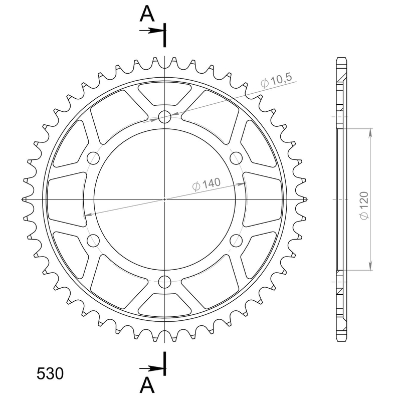 Rear sprocket SUPERSPROX black 46T, 530