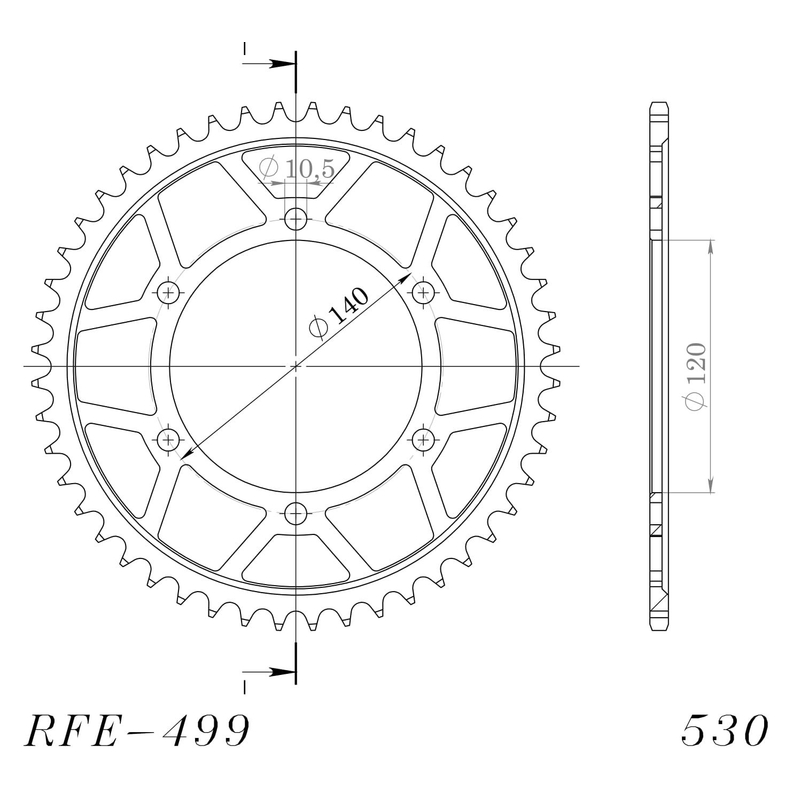 Rear sprocket SUPERSPROX black 48T, 530