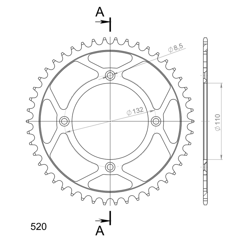 Rear sprocket SUPERSPROX black 46T, 520