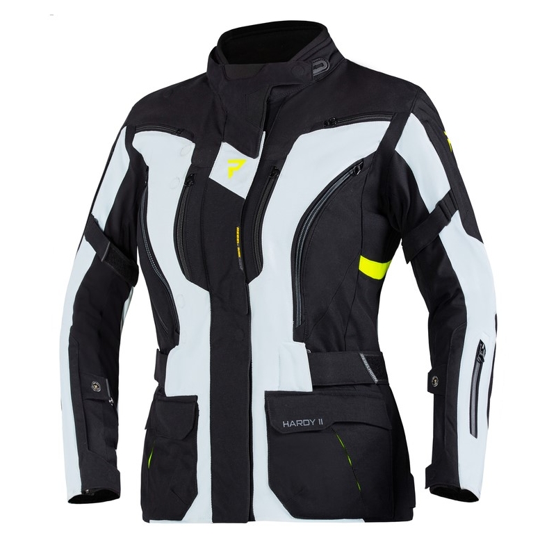 Damska kurtka motocyklowa Rebelhorn Hardy II szaro-czarno-fluo żółta