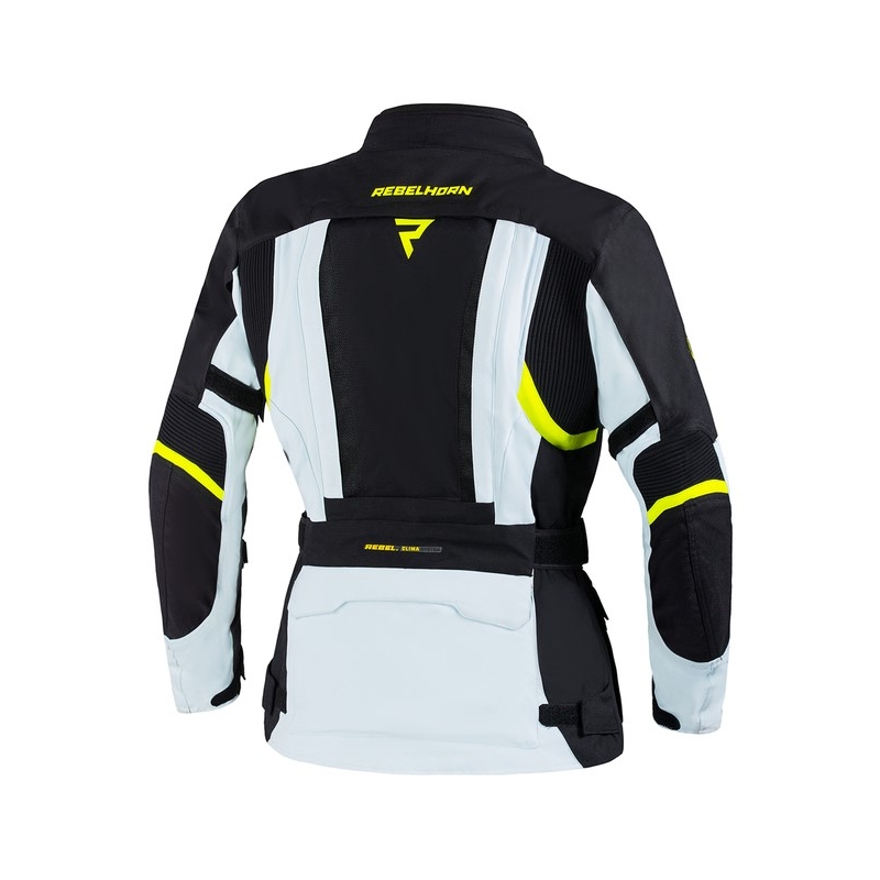 Damska kurtka motocyklowa Rebelhorn Hardy II szaro-czarno-fluo żółta