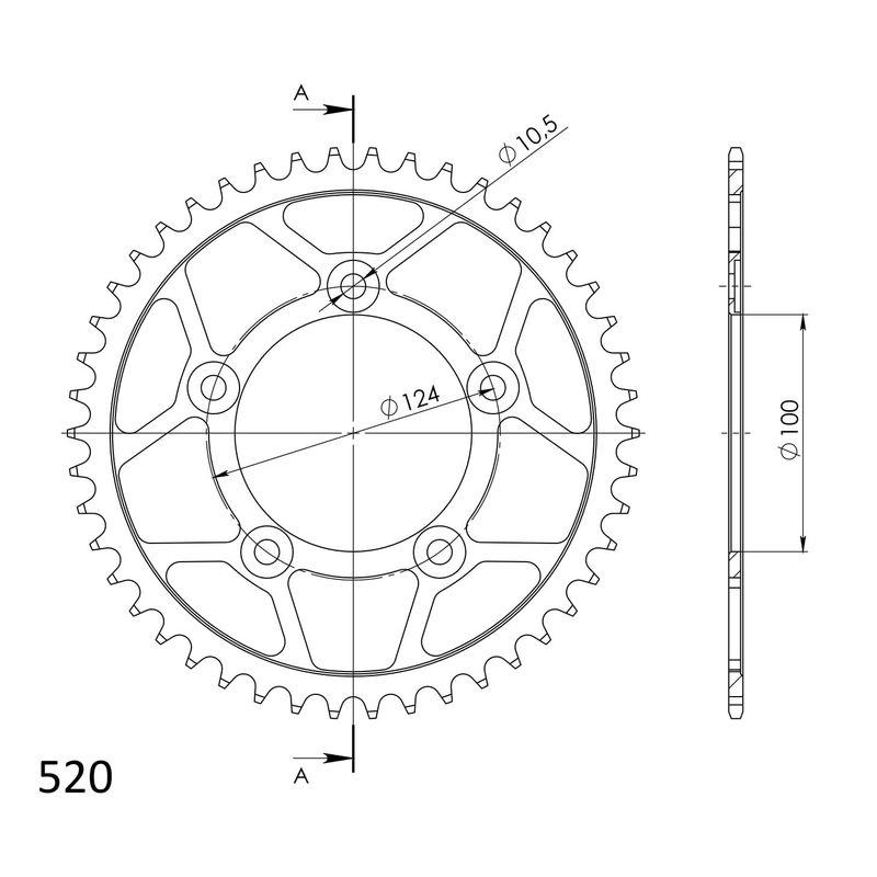 Rear sprocket SUPERSPROX black 46T, 520