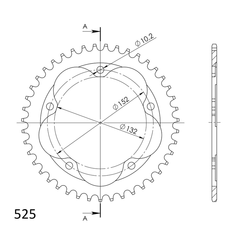 Rear sprocket SUPERSPROX black 43T, 525