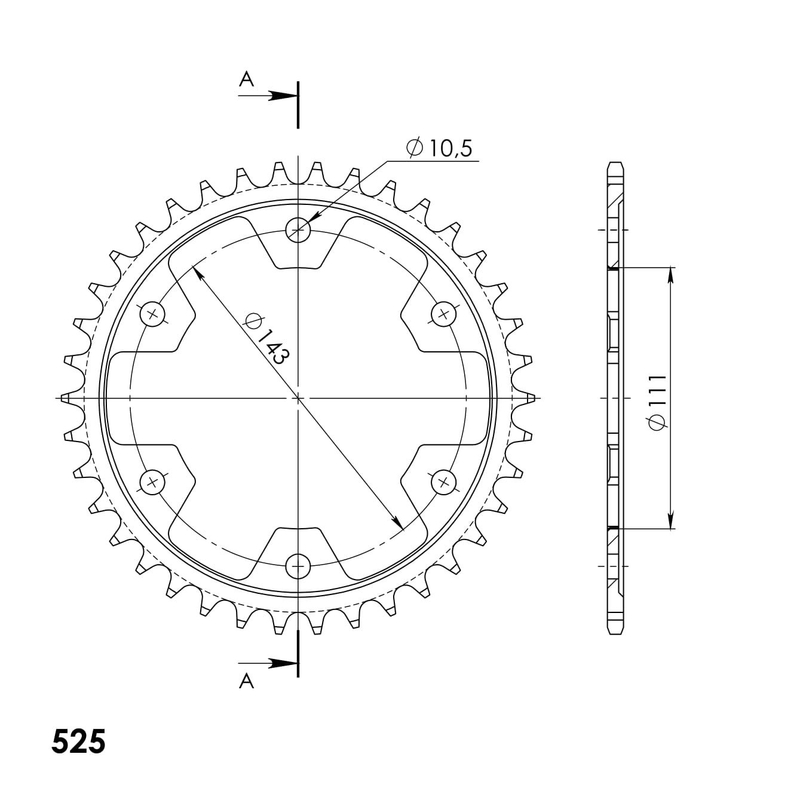 Rear sprocket SUPERSPROX black 38T