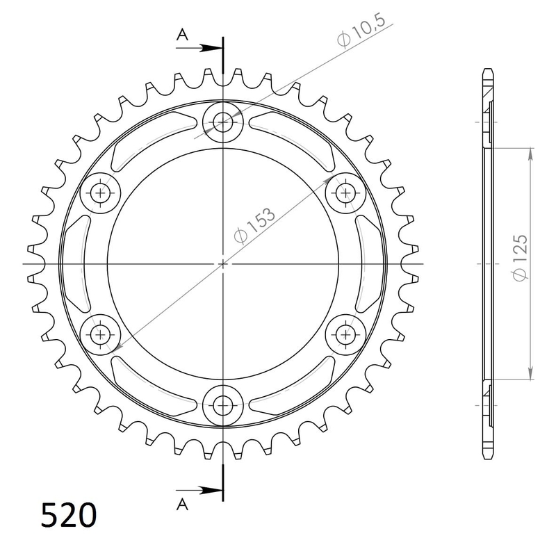 Rear sprocket SUPERSPROX black 40T, 520