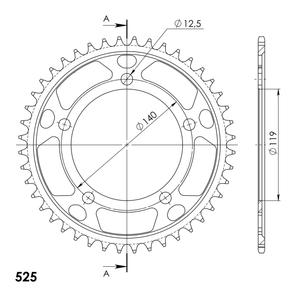 Rear sprocket SUPERSPROX RFE-1790:44-BLK black 44T, 525
