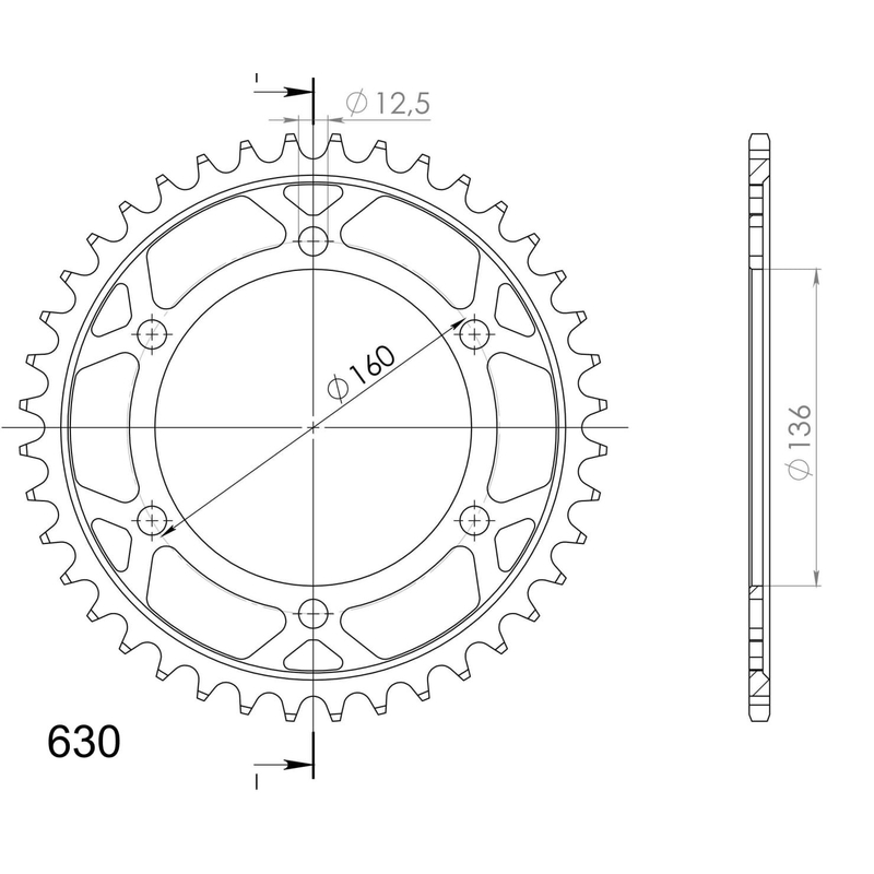 Rear sprocket SUPERSPROX black 40T, 630