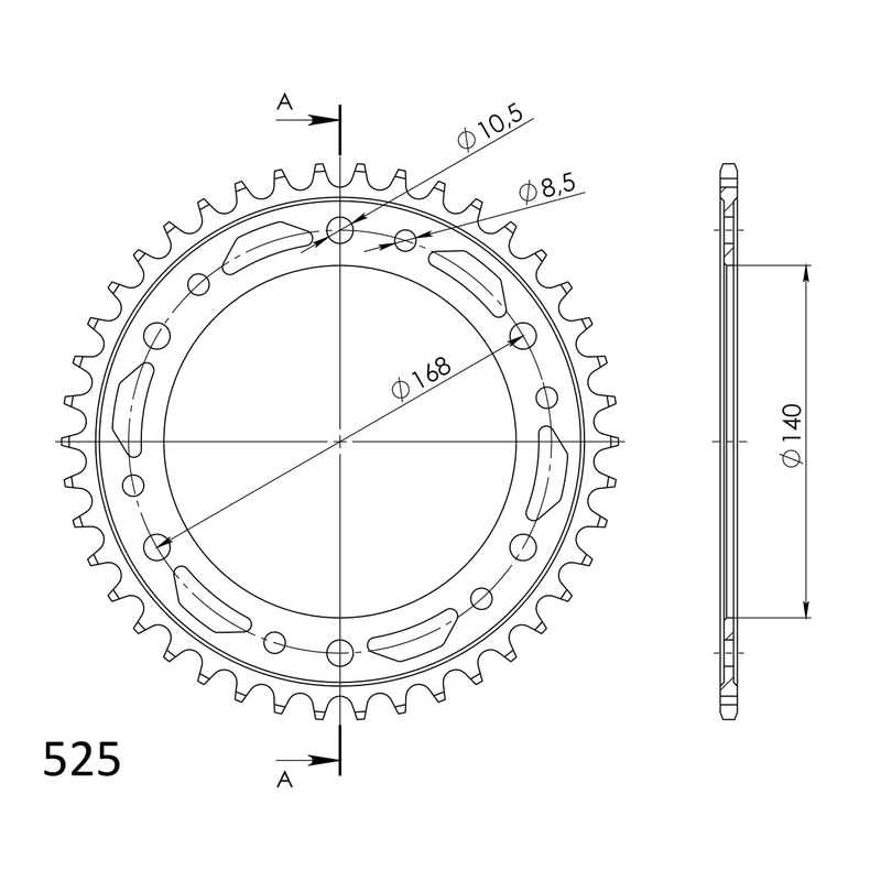Rear sprocket SUPERSPROX black 42T, 525