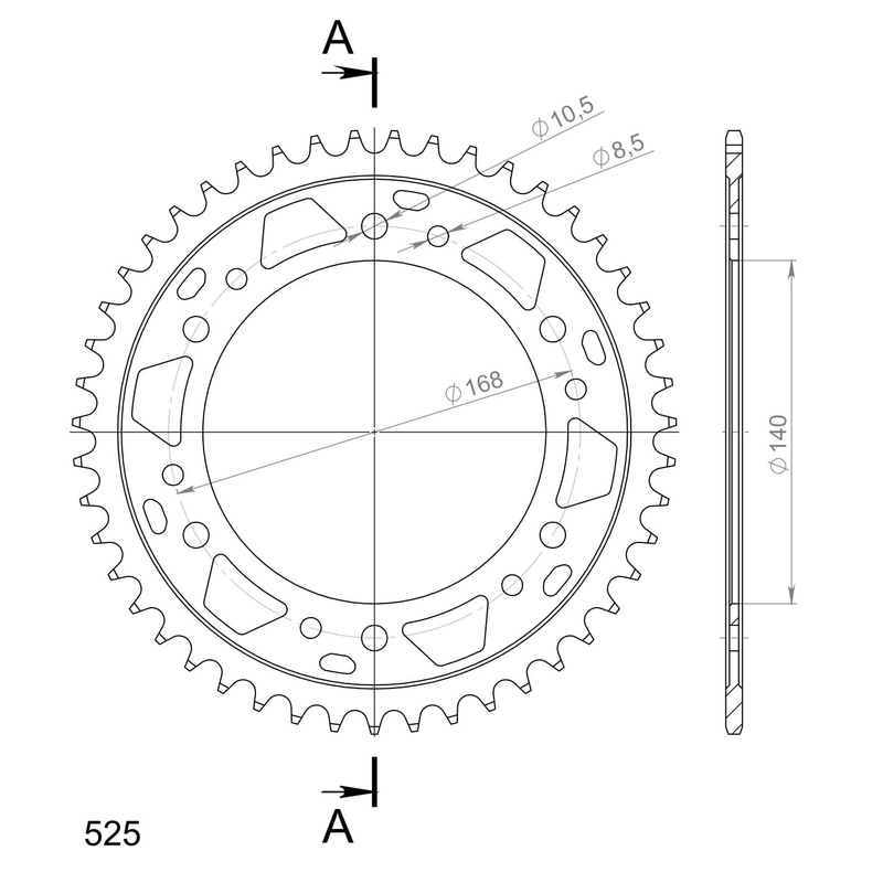 Rear sprocket SUPERSPROX black 47T, 525 wyprzedaż