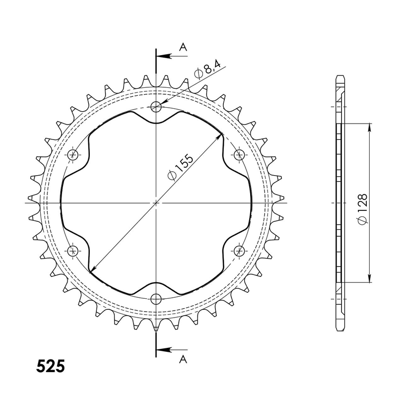 Rear sprocket SUPERSPROX black 38T, 525
