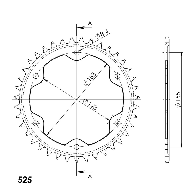 Rear sprocket SUPERSPROX black 40T, 525
