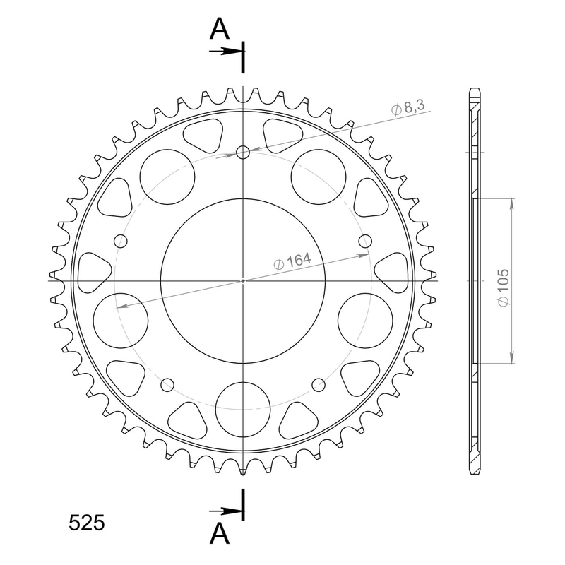 Rear sprocket SUPERSPROX black 47T, 525