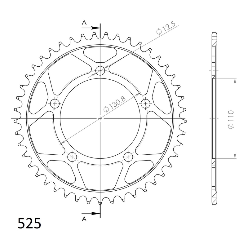 Rear sprocket SUPERSPROX black 45T, 525