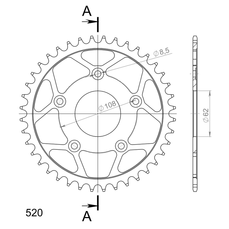 Rear sprocket SUPERSPROX black 40T, 520
