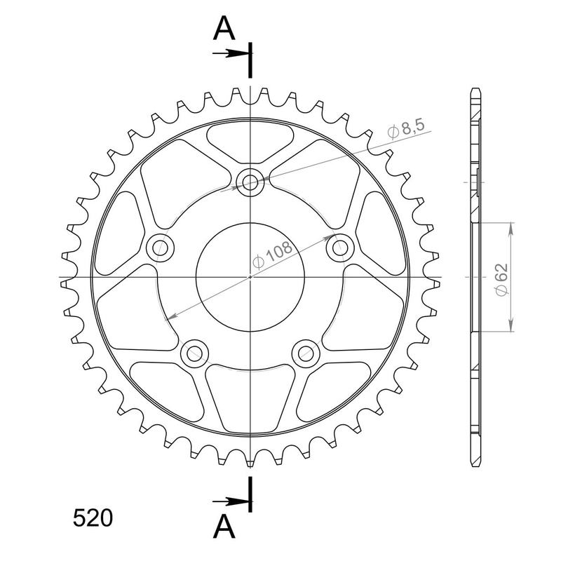 Rear sprocket SUPERSPROX black 41T, 520