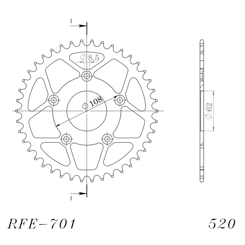 Rear sprocket SUPERSPROX black 43T, 520