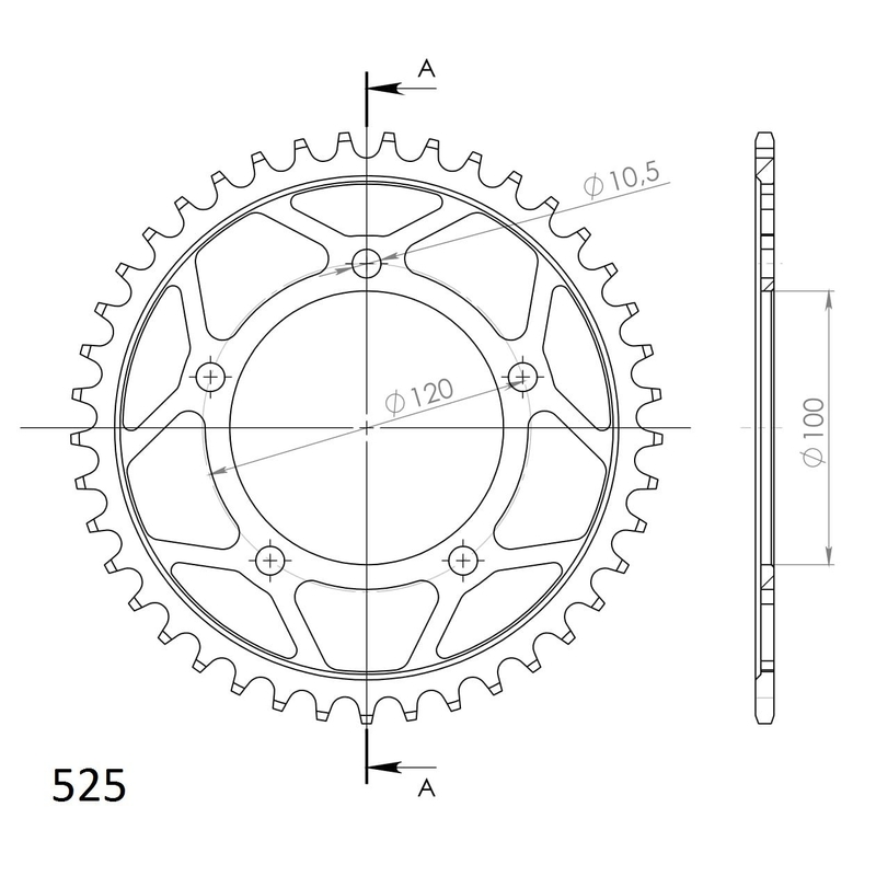 Rear sprocket SUPERSPROX black 41T, 525