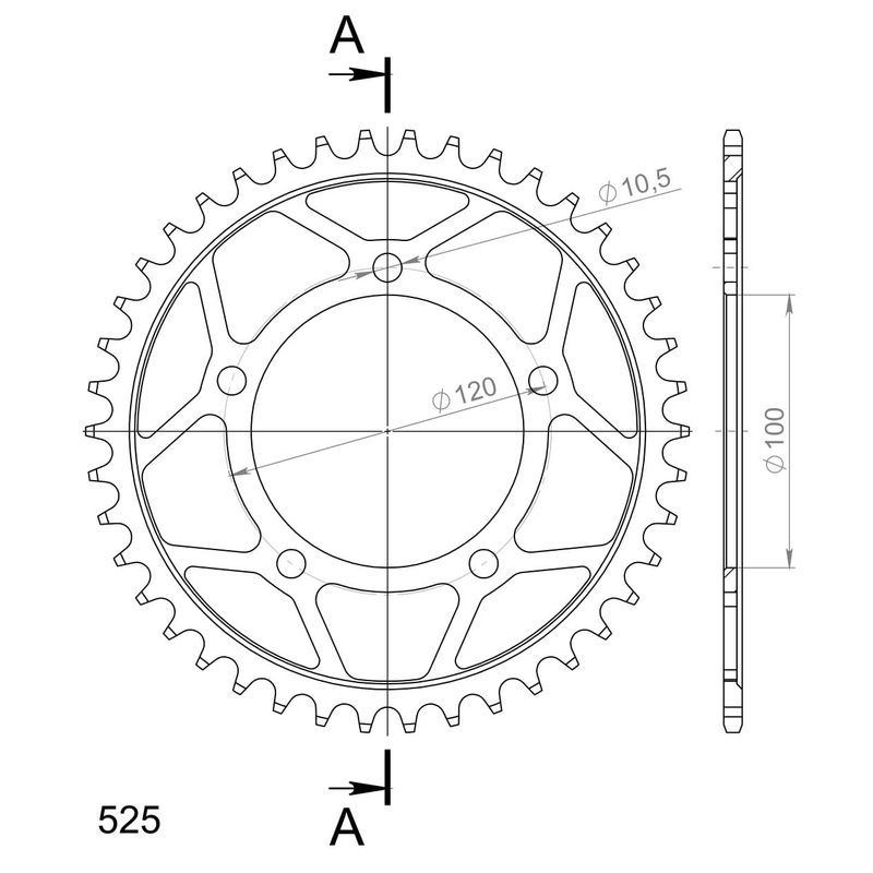 Rear sprocket SUPERSPROX black 42T, 525