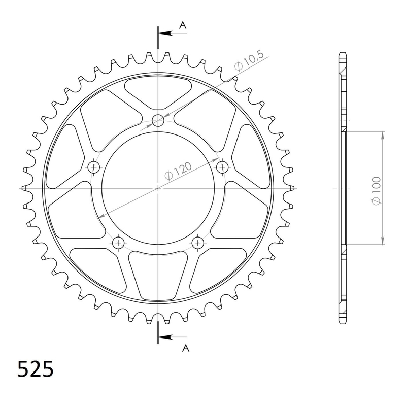 Rear sprocket SUPERSPROX black 46T, 525