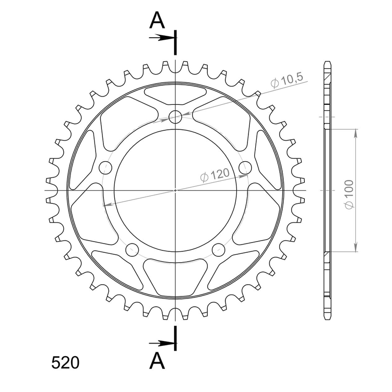 Rear sprocket SUPERSPROX black 40T, 520