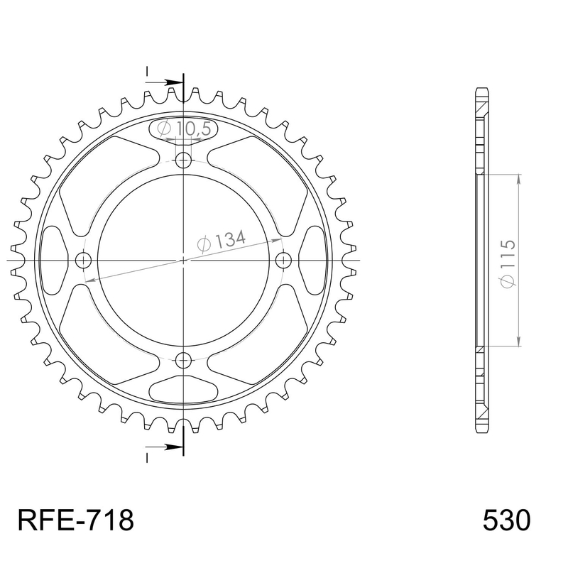 Rear sprocket SUPERSPROX black 46T, 530