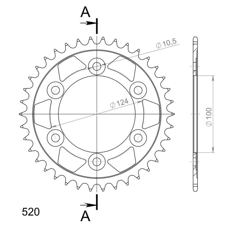 Rear sprocket SUPERSPROX black 38T, 520