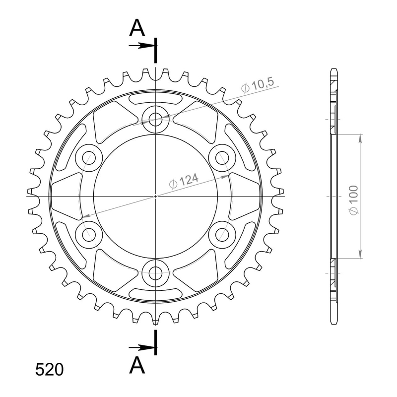 Rear sprocket SUPERSPROX black 39T, 520