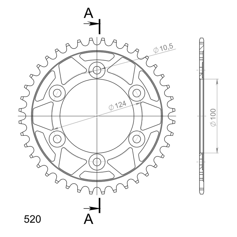 Rear sprocket SUPERSPROX black 40T, 520
