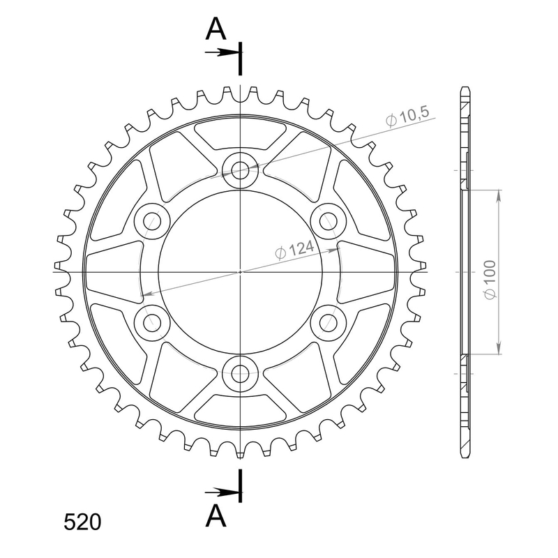Rear sprocket SUPERSPROX black 43T, 520