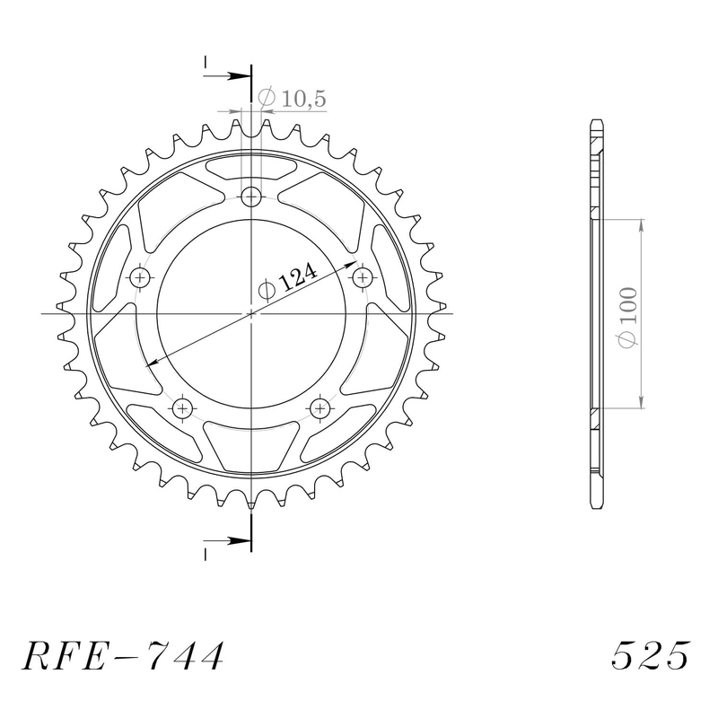 Rear sprocket SUPERSPROX black 39T, 525