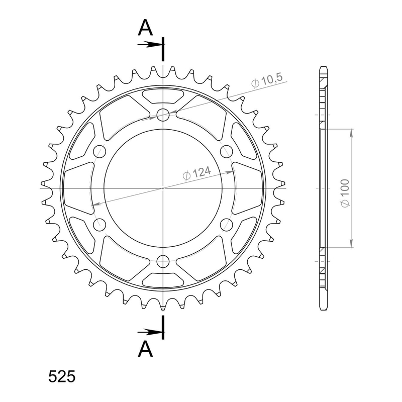 Rear sprocket SUPERSPROX black 39T, 525