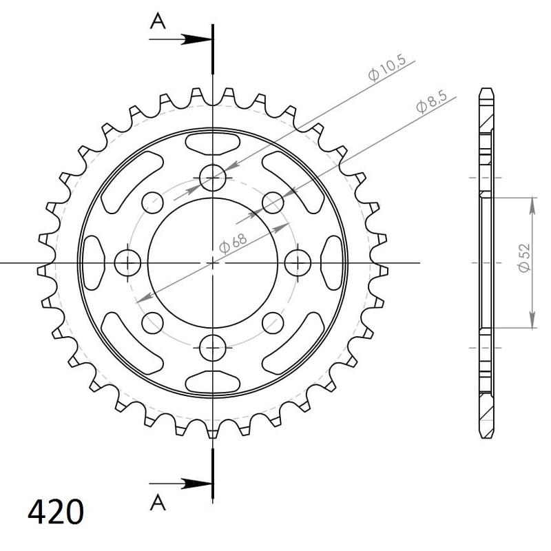 Rear sprocket SUPERSPROX black 33T, 420