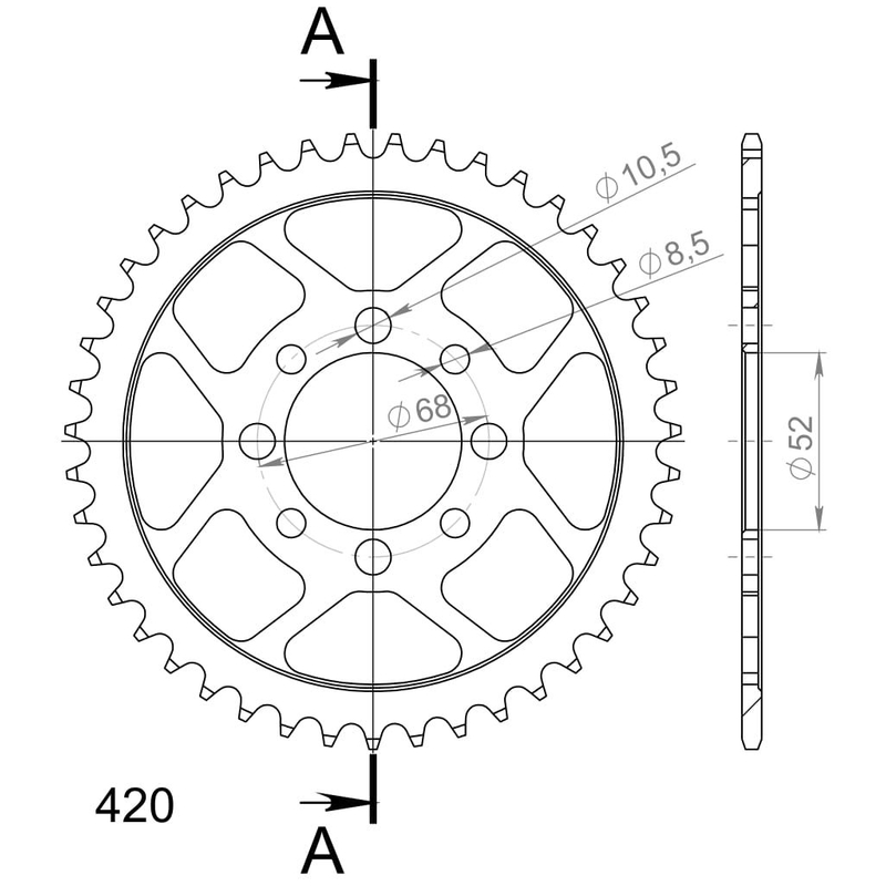 Rear sprocket SUPERSPROX black 43T, 420