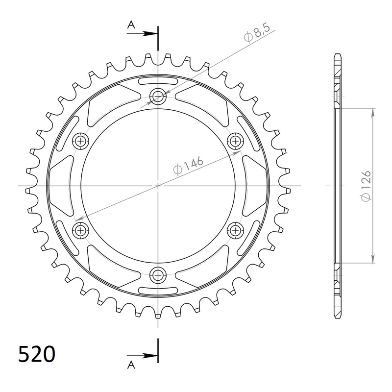 Rear sprocket SUPERSPROX black 41T, 520