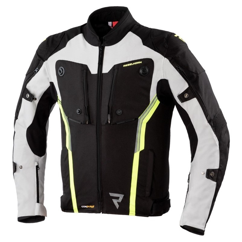 Kurtka motocyklowa Rebelhorn Borg czarno-szaro-fluo żółta