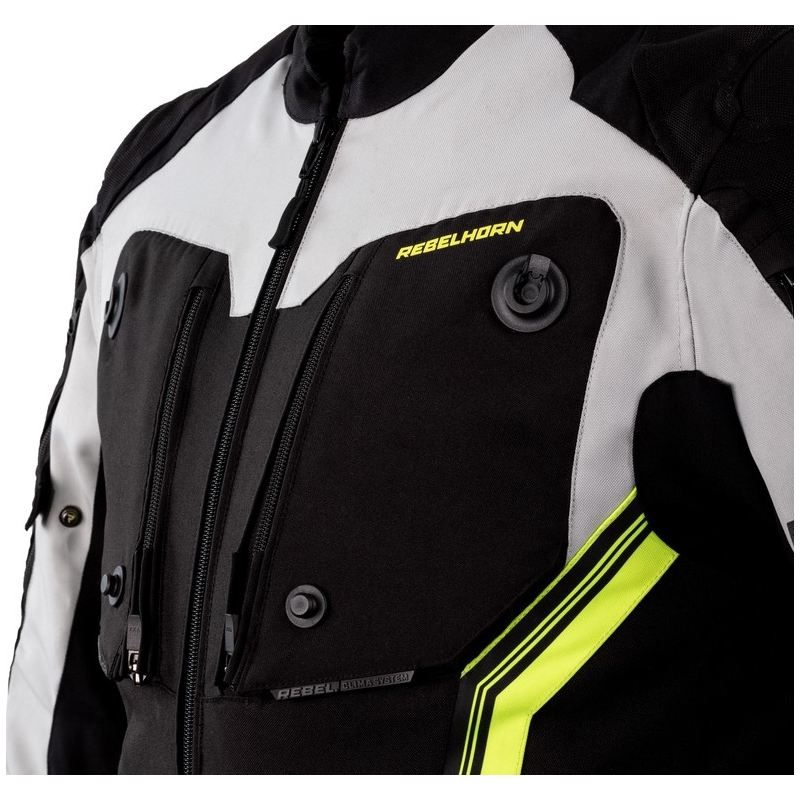 Kurtka motocyklowa Rebelhorn Borg czarno-szaro-fluo żółta