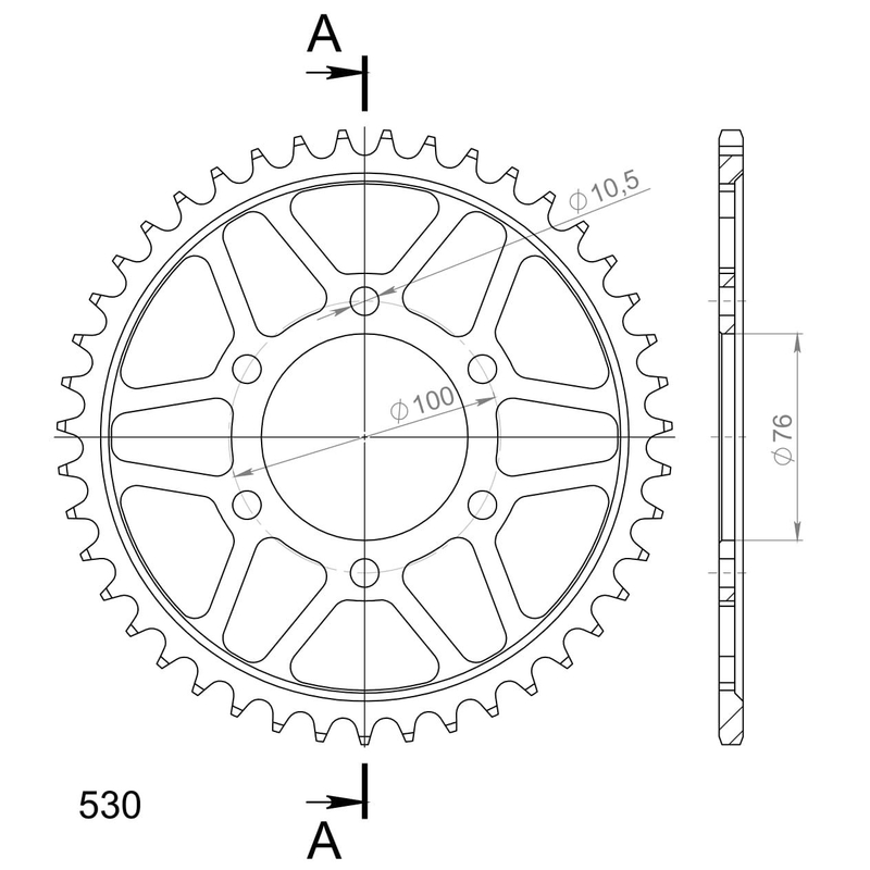 Rear sprocket SUPERSPROX black 43T, 530