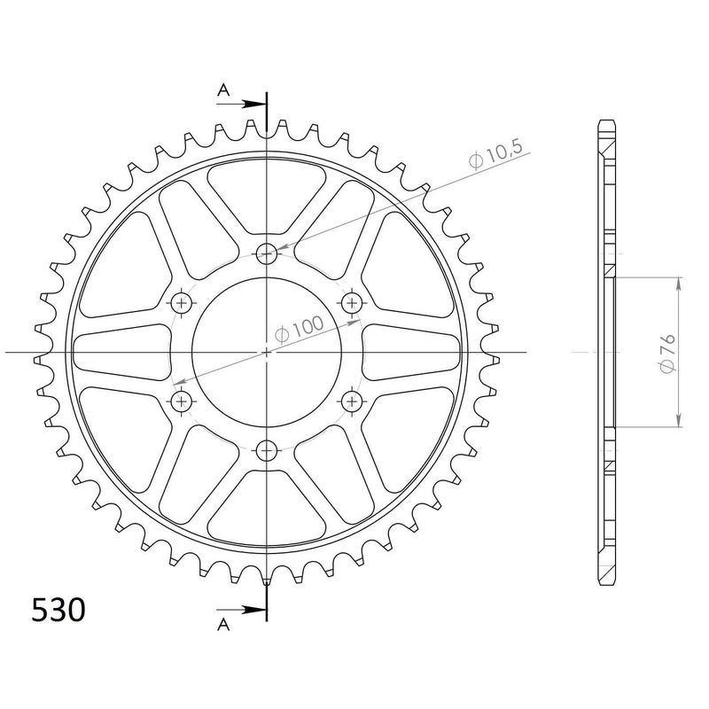 Rear sprocket SUPERSPROX black 45T, 530 wyprzedaż