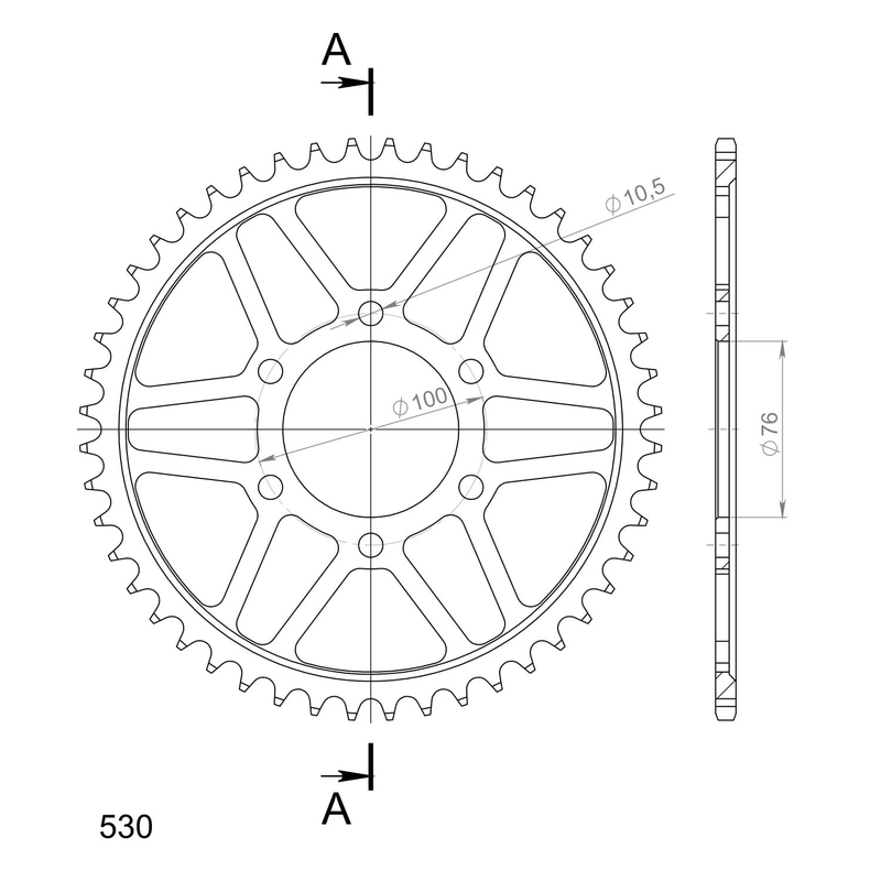 Rear sprocket SUPERSPROX black 48T, 530