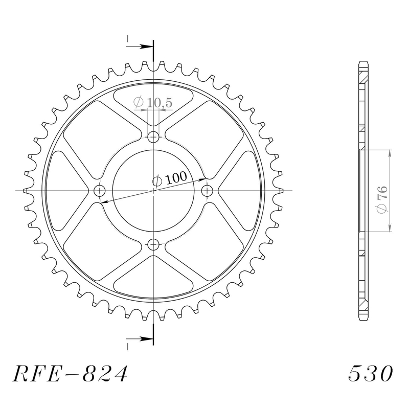 Rear sprocket SUPERSPROX black 46T, 530