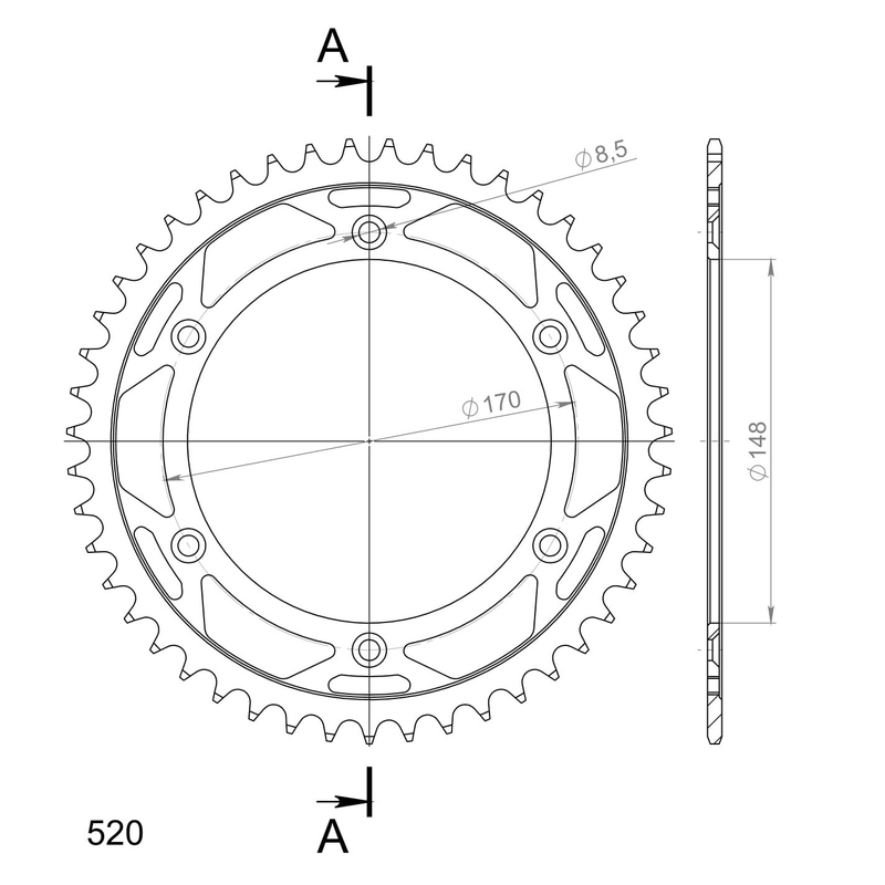 Rear sprocket SUPERSPROX black 47T, 520