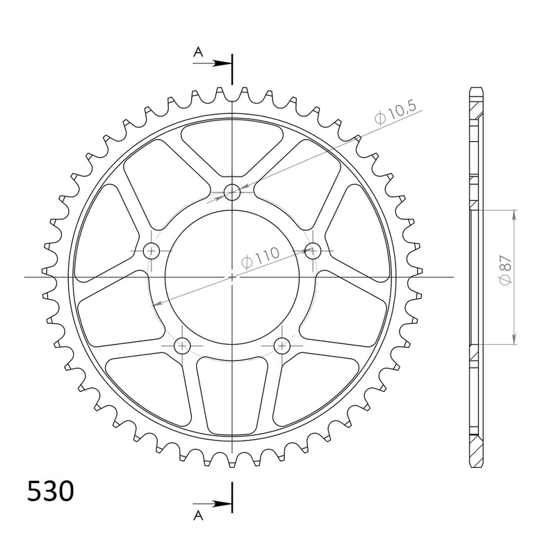 Rear sprocket SUPERSPROX black 47T, 530 wyprzedaż
