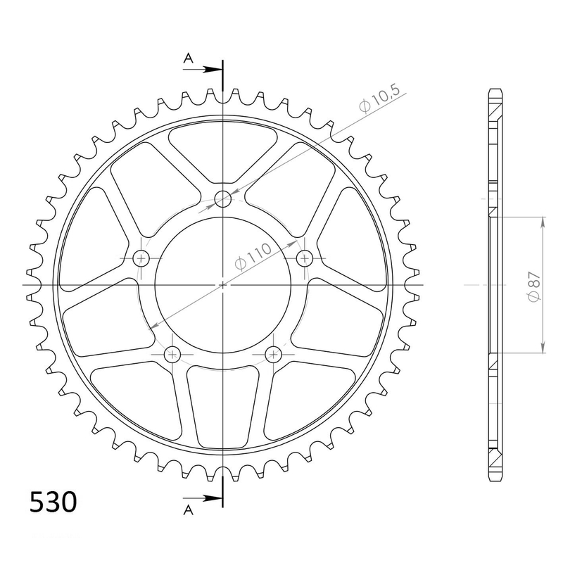 Rear sprocket SUPERSPROX black 48T, 530
