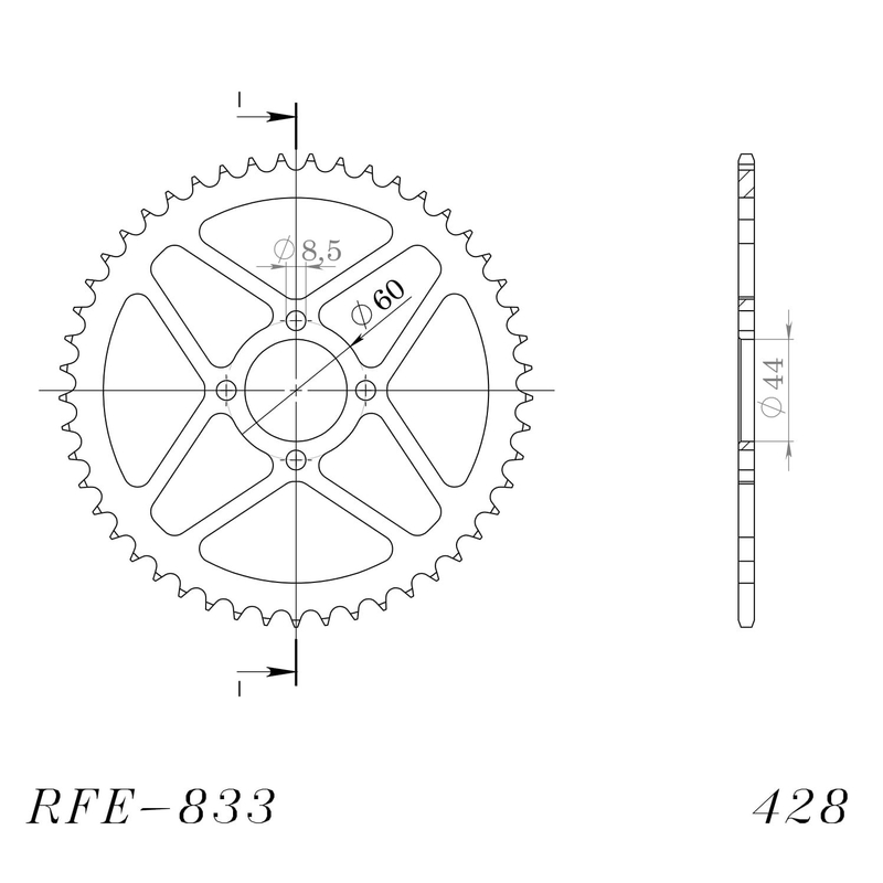 Rear sprocket SUPERSPROX black 49T, 428