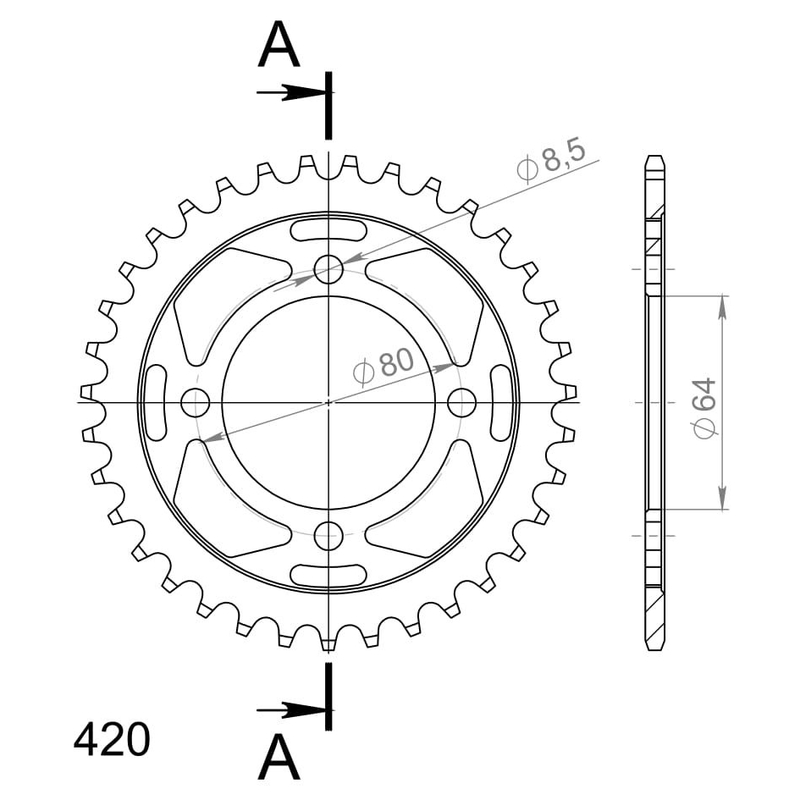 Rear sprocket SUPERSPROX black 35T, 420