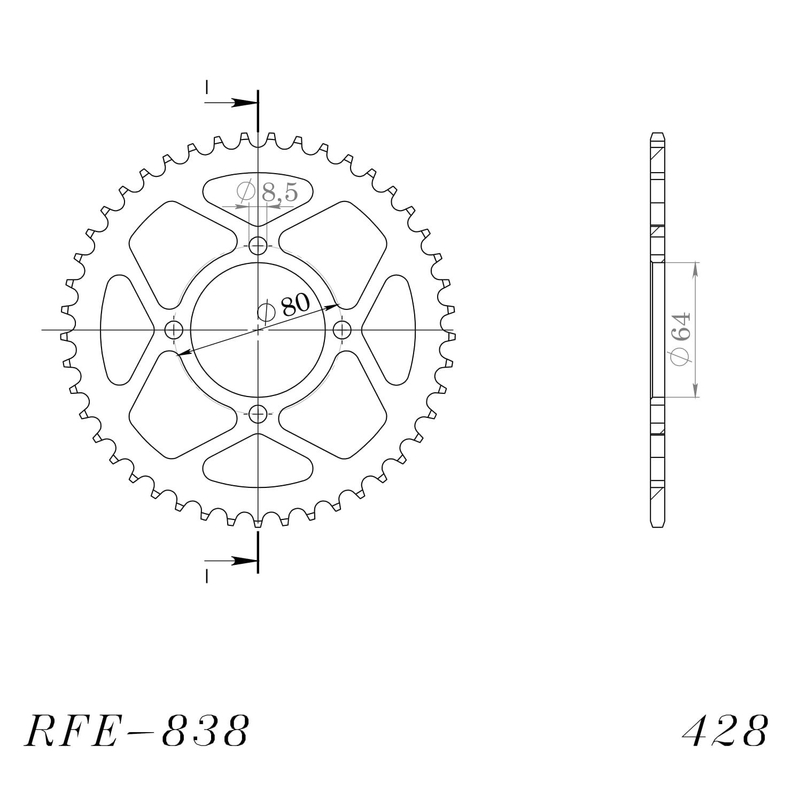Rear sprocket SUPERSPROX black 45T, 428