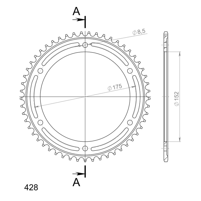 Rear sprocket SUPERSPROX black 53T, 428