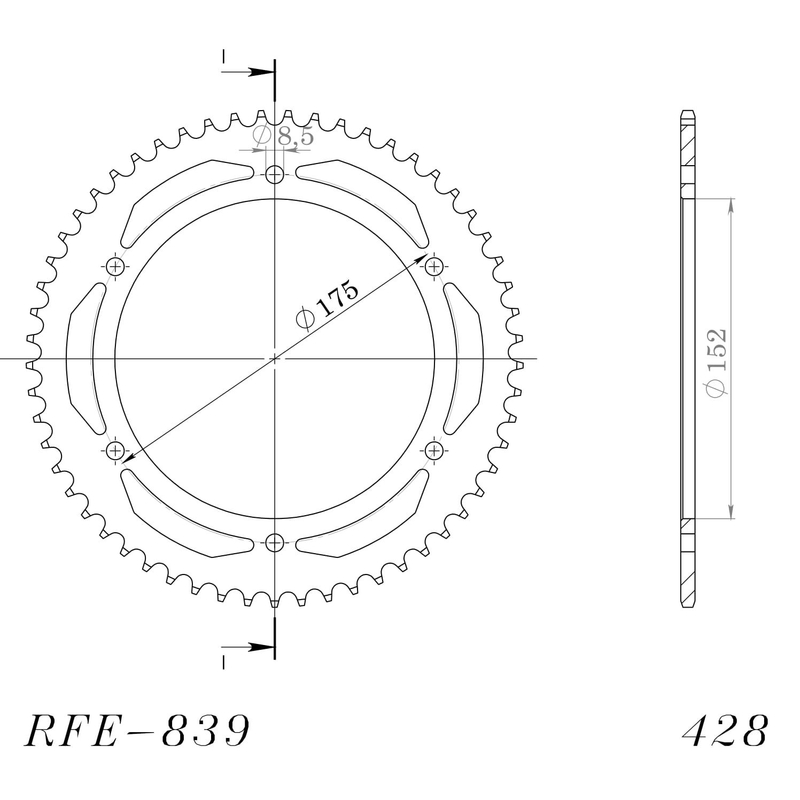 Rear sprocket SUPERSPROX black 57T, 428